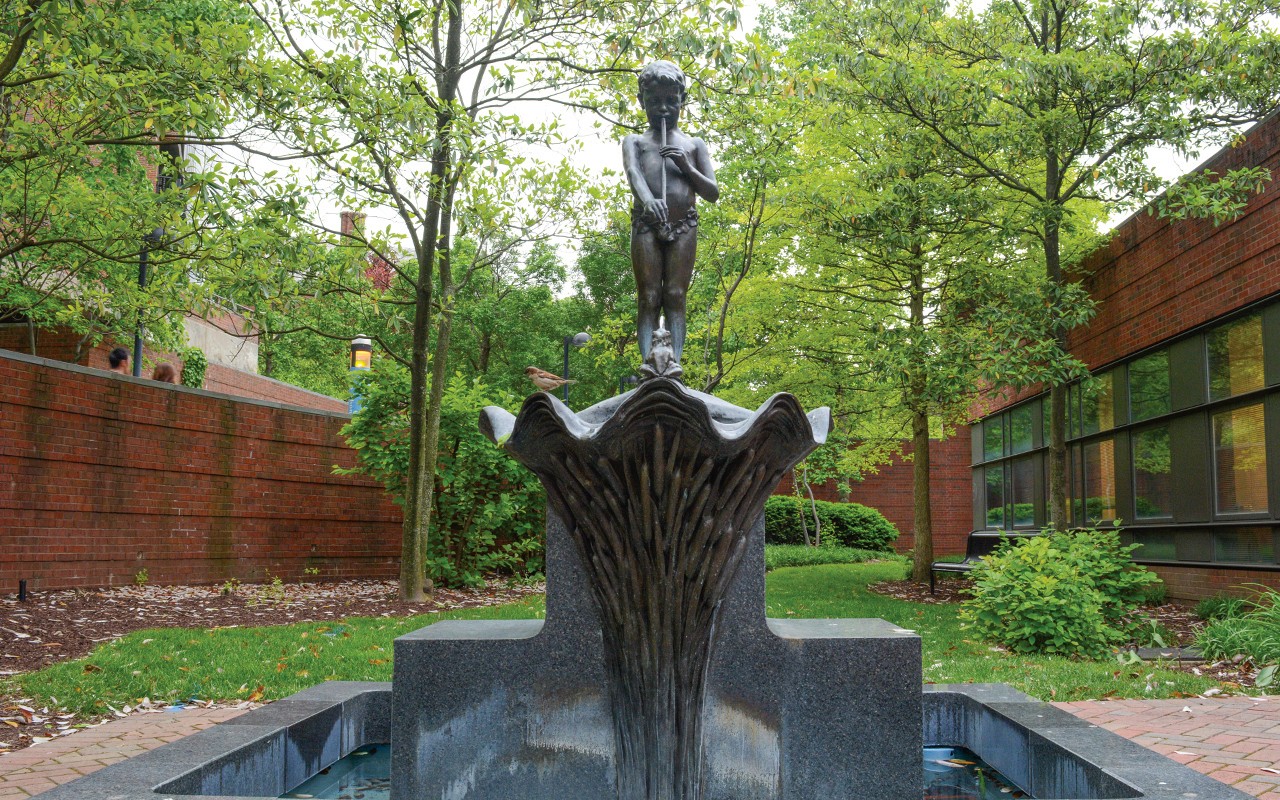 Pan Fountain in CCM Alumni Garden