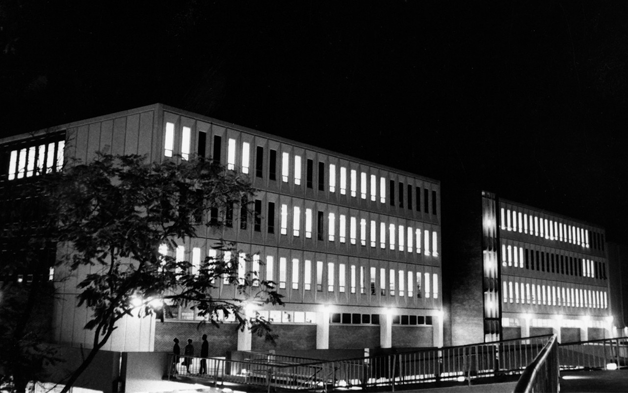 Balck and white image of the College-Conservatory campus in 1962